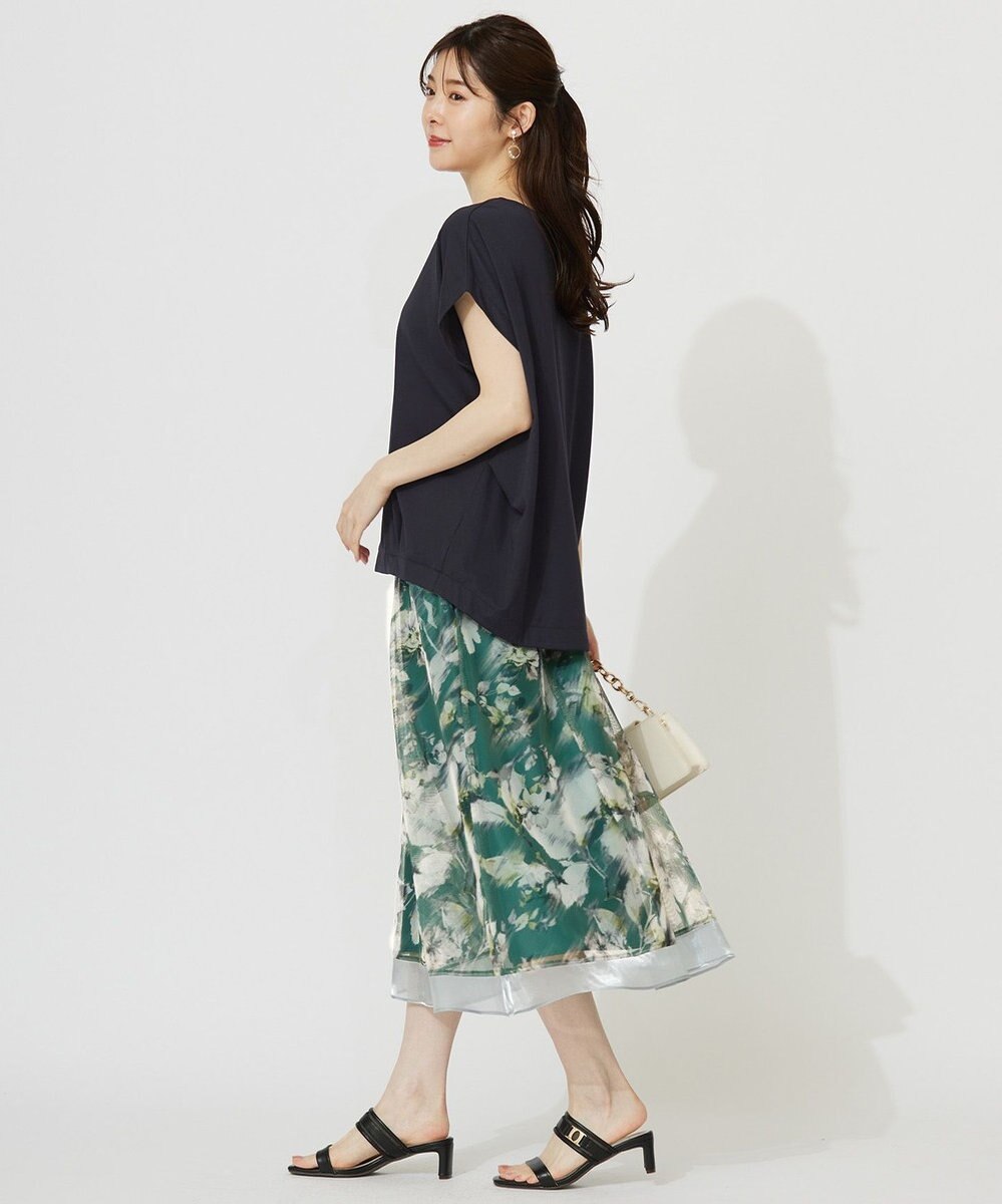 ANY SIS S 【接触冷感・UVカット・洗える】ハイストレッチスムースフレンチスリーブ カットソー 