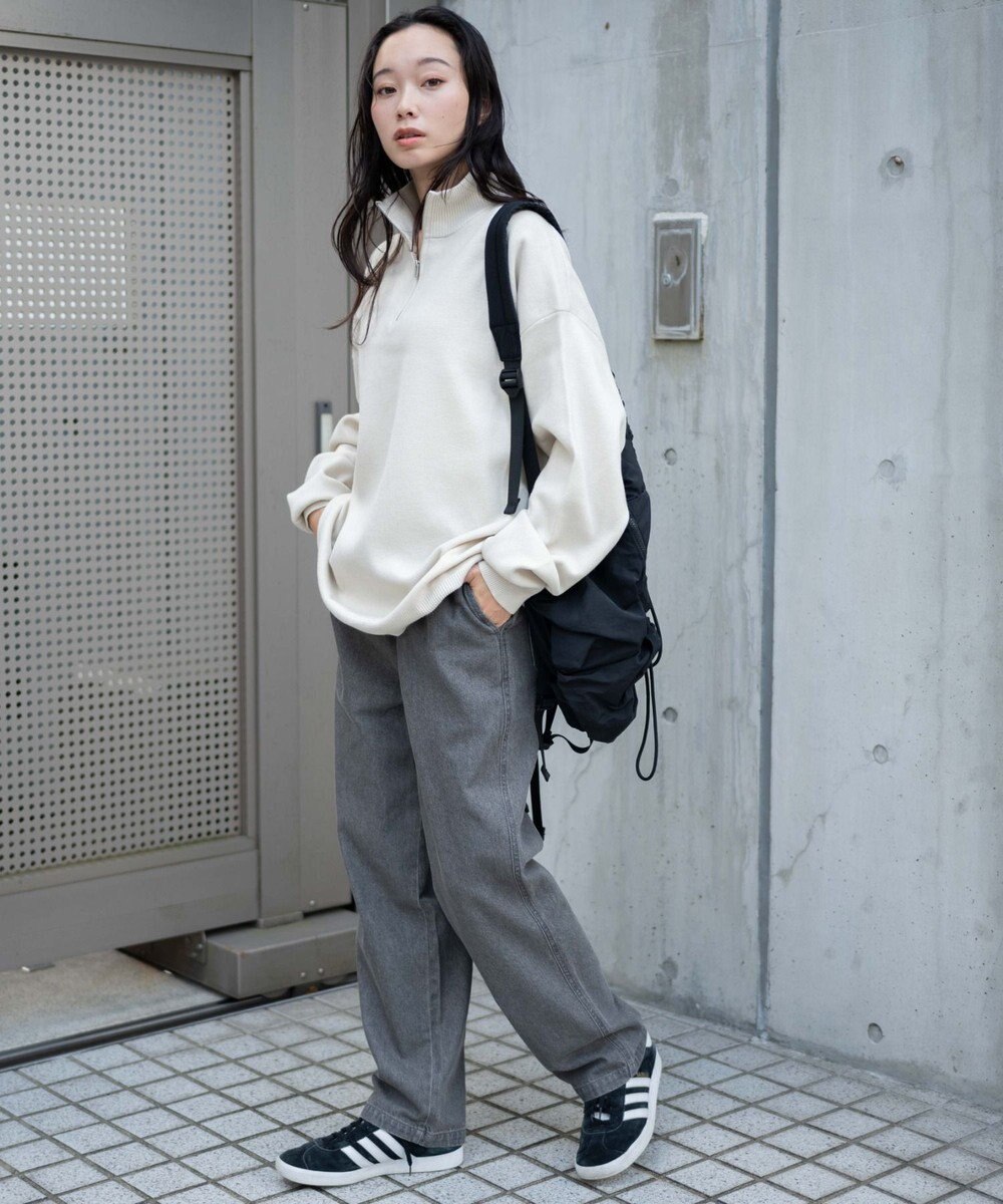 WEGO 【ユニセックス着用ITEM/ウエストゴム/SMLサイズ展開】デニムイージーストレートパンツ 