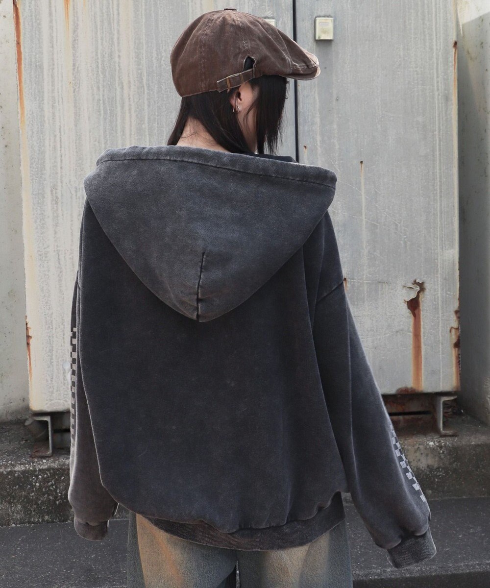 WEGO 【ユニセックス着用ITEM/MLサイズ展開】パウダーブリーチグラフィックZIPパーカー 