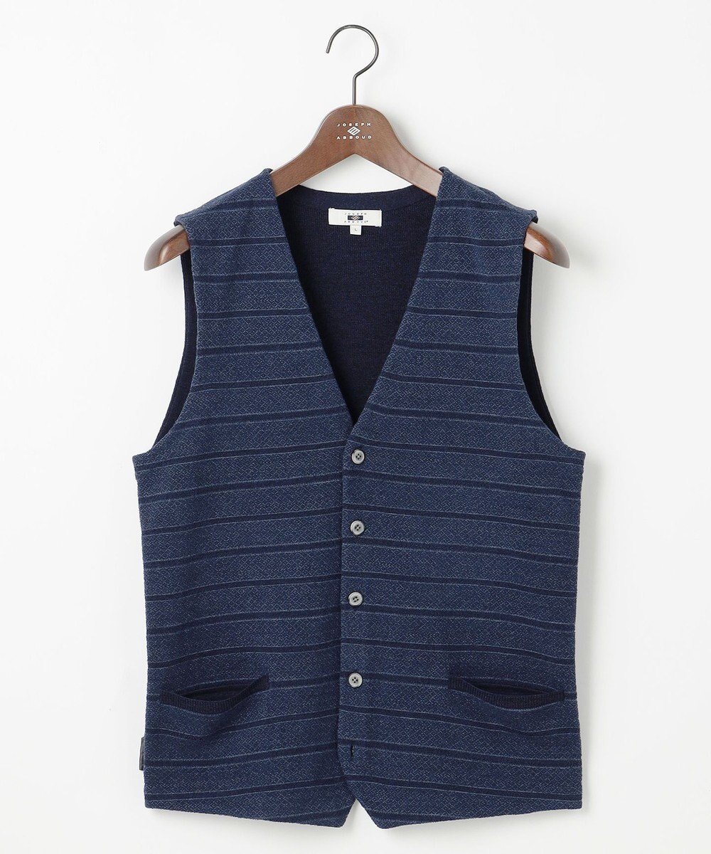 JOSEPH ABBOUD 【洗える/ソフトな肌触り/軽い】シェニールヤーンジャカードニット ベスト 