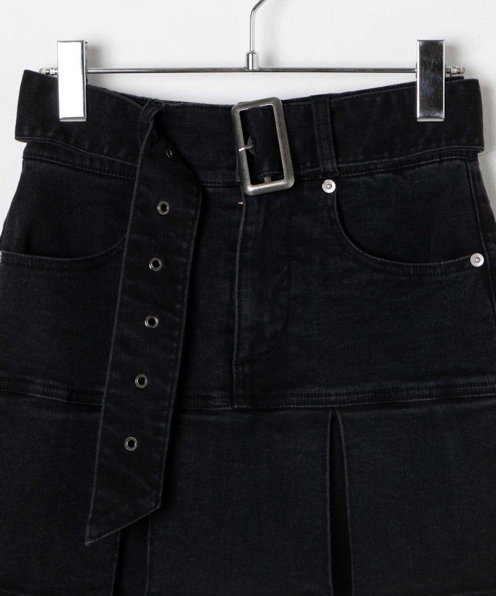 WEGO ベルト付デニムプリーツスカパン 