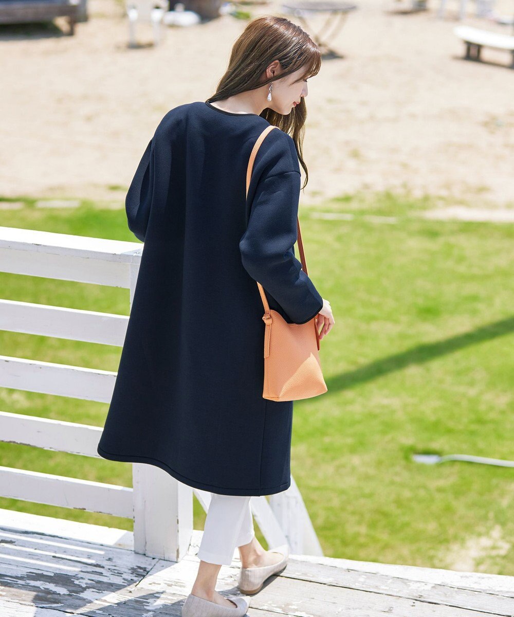 Tiaclasse パイピングノーカラーダンボールコート 