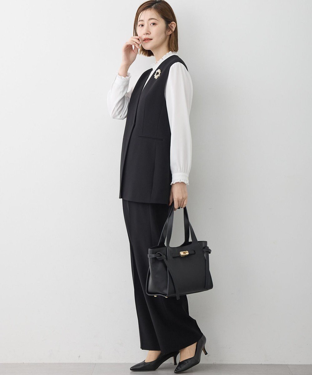 23区 【セットアップ対応/洗える】トリアセダブルジョーゼット ジレ 