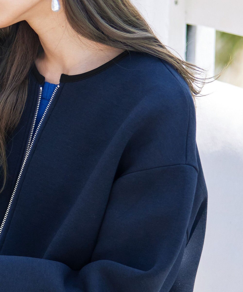 Tiaclasse パイピングノーカラーダンボールコート 