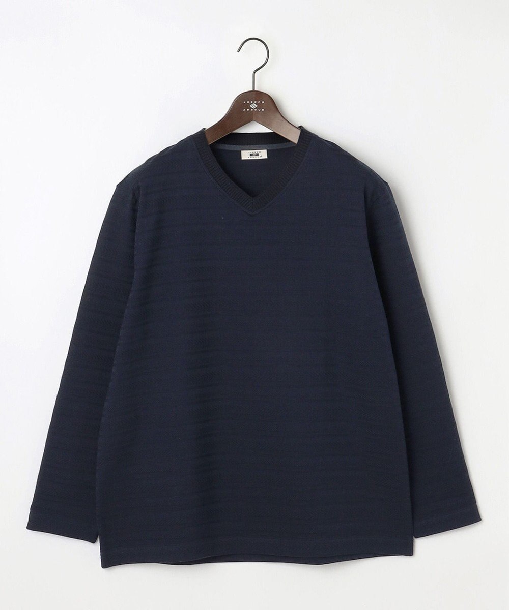 JOSEPH ABBOUD 【キングサイズ・オーガニックコットン使用・日本素材・日本縫製】 オーガニックヘリンボ-ンリンクス Vネック Tシャツ 