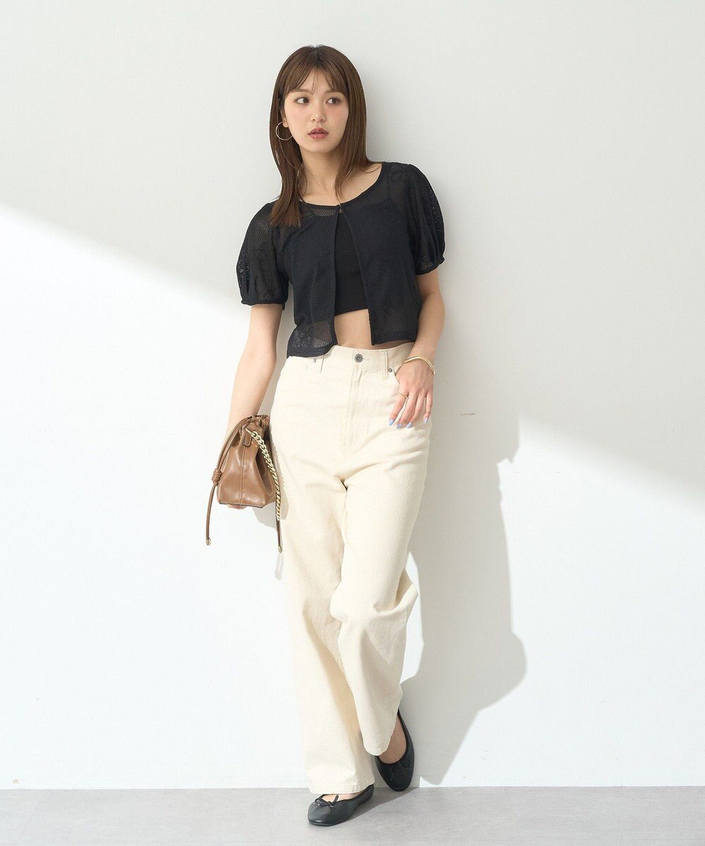 earth music&ecology フラワーコード刺繍カーディガン 