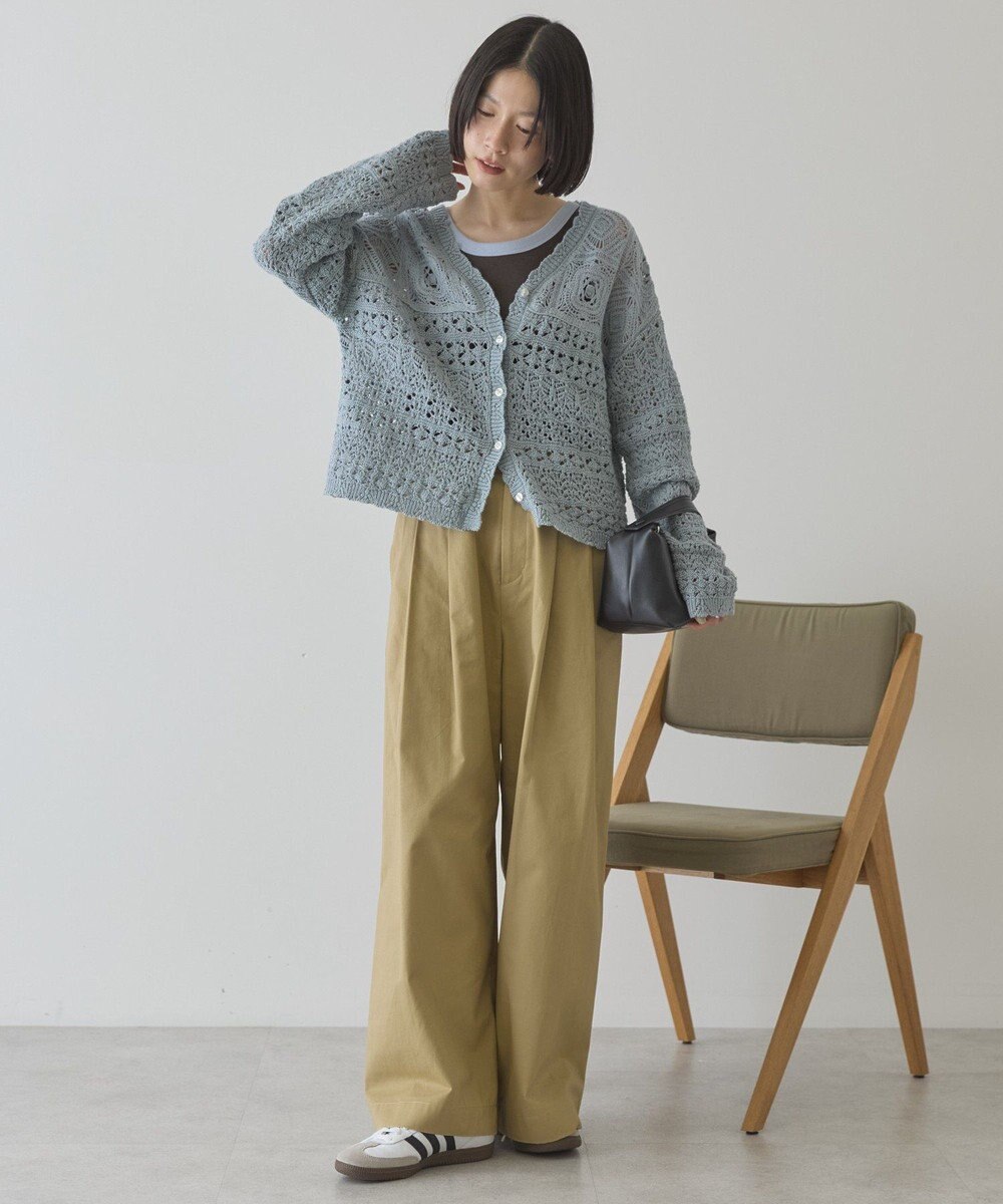 AMERICAN HOLIC 【前後2WAY】レース透かし編みニットカーディガン 