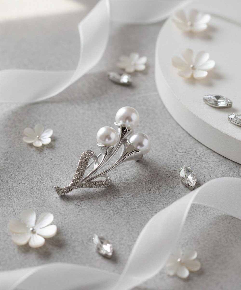 Tiaclasse パールリーフブランチブローチ 