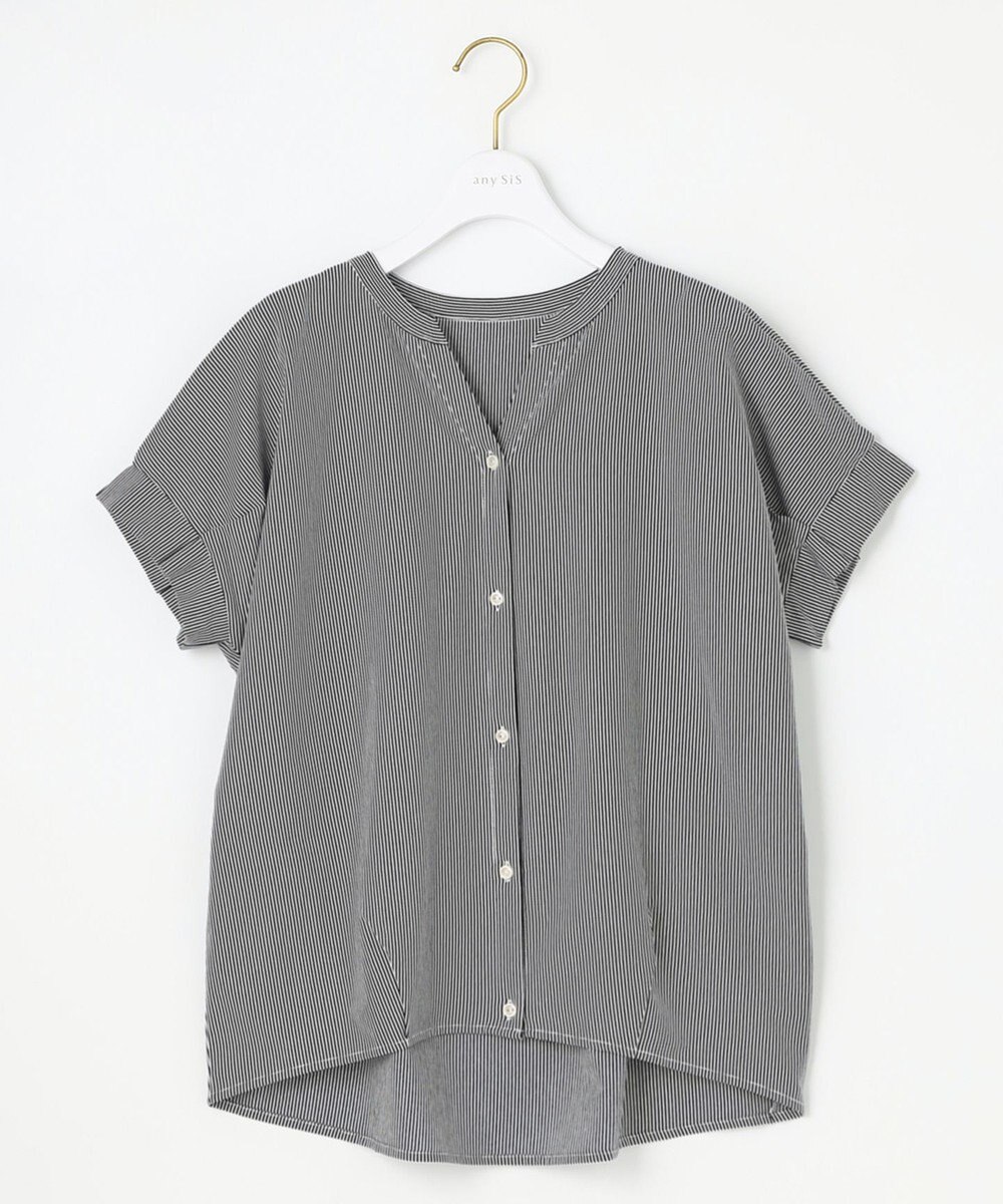 ANY SIS S シルケットストライプ スキッパー カットソー 