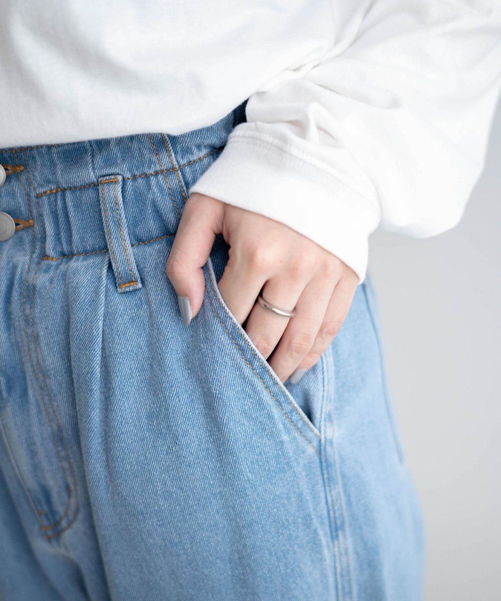 WEGO 【ウエストゴム】ウエストフリルデニムマムパンツ 