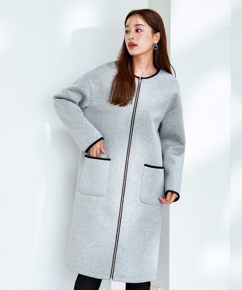 Tiaclasse パイピングノーカラーダンボールコート 