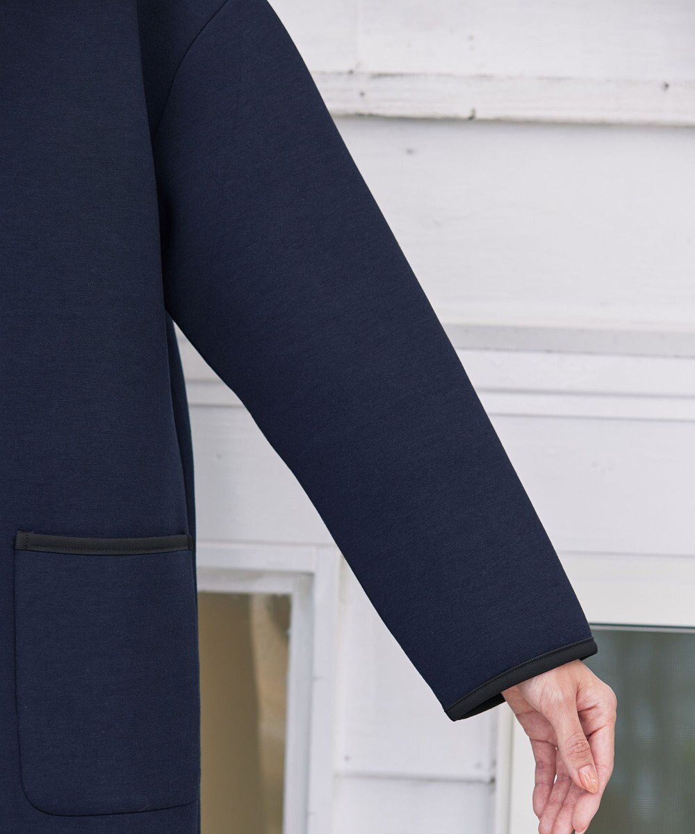 Tiaclasse パイピングノーカラーダンボールコート 