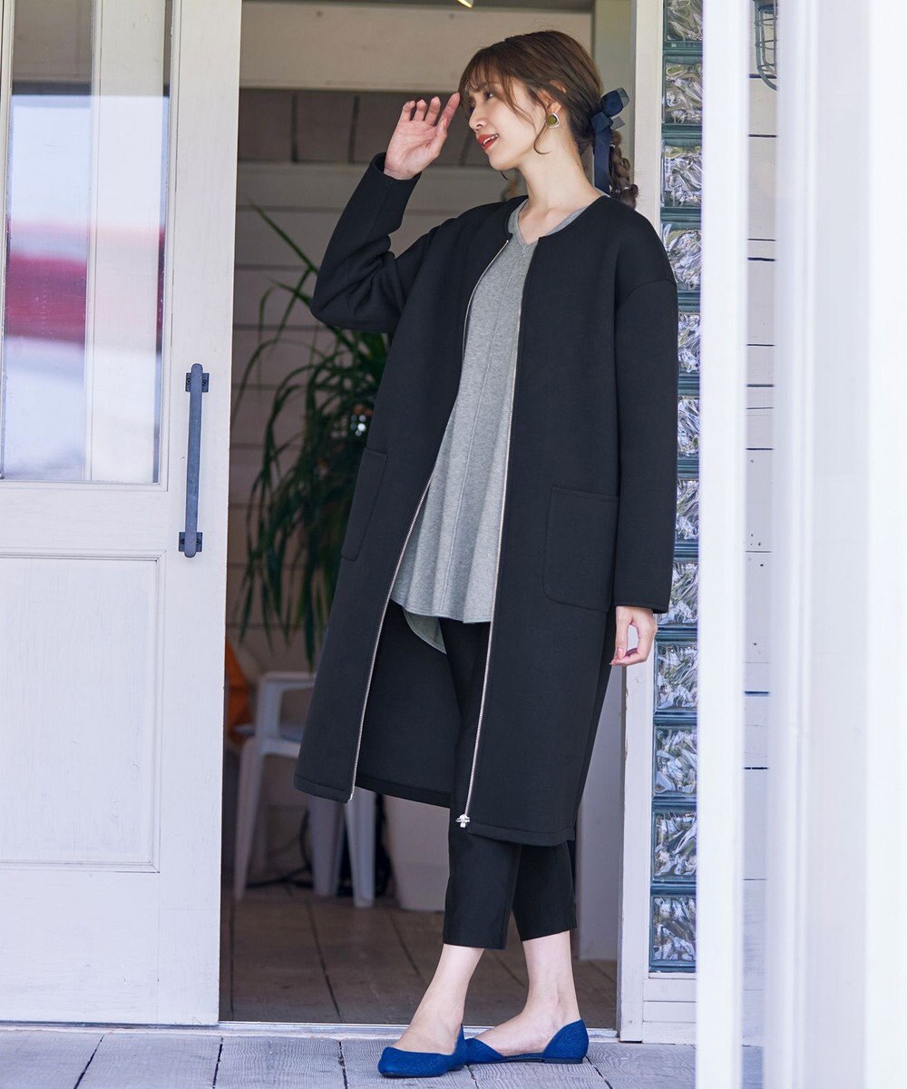 Tiaclasse パイピングノーカラーダンボールコート 