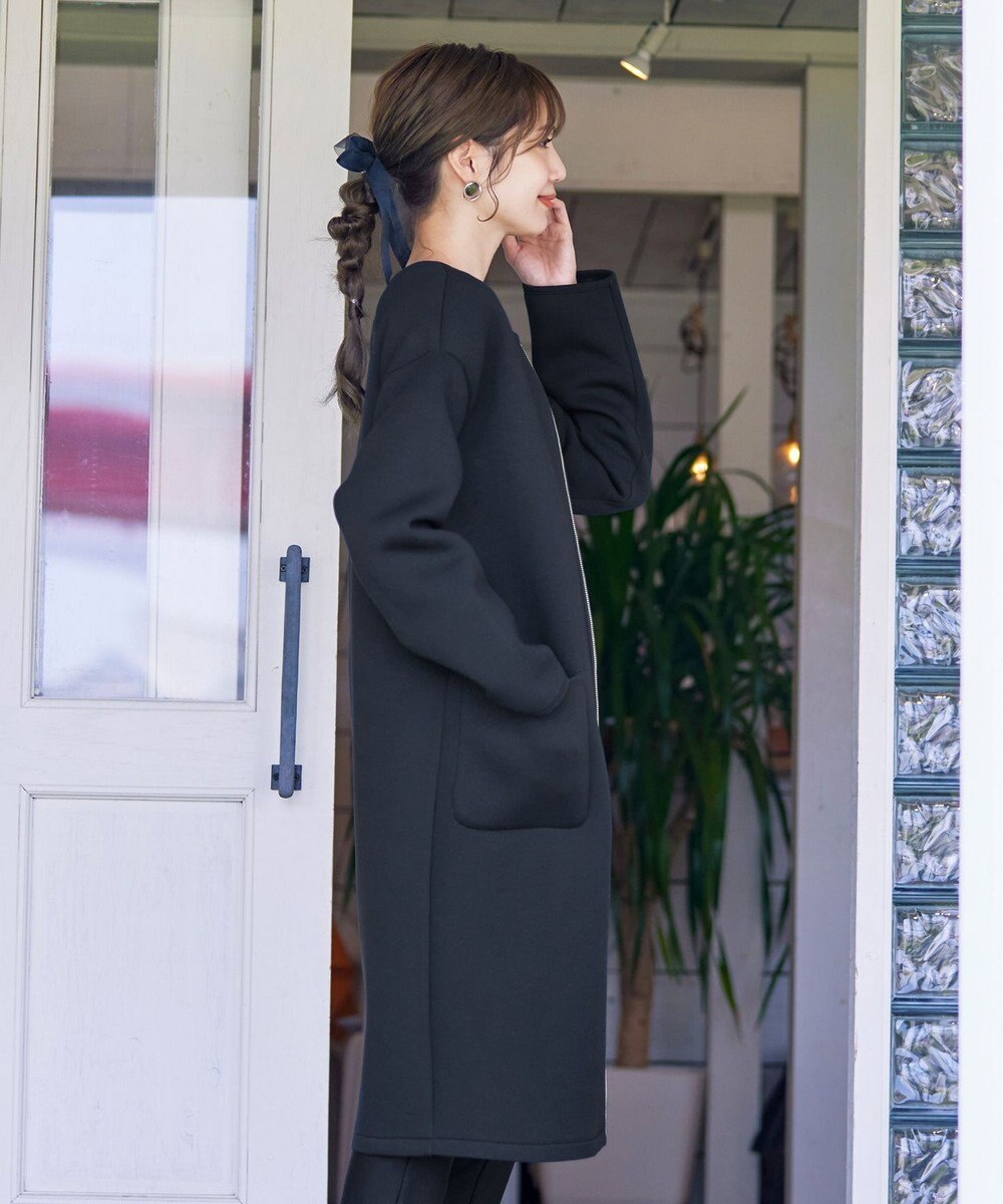 Tiaclasse パイピングノーカラーダンボールコート 