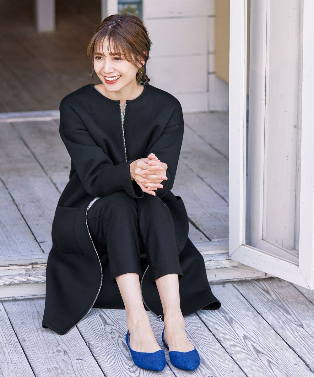 Tiaclasse パイピングノーカラーダンボールコート 