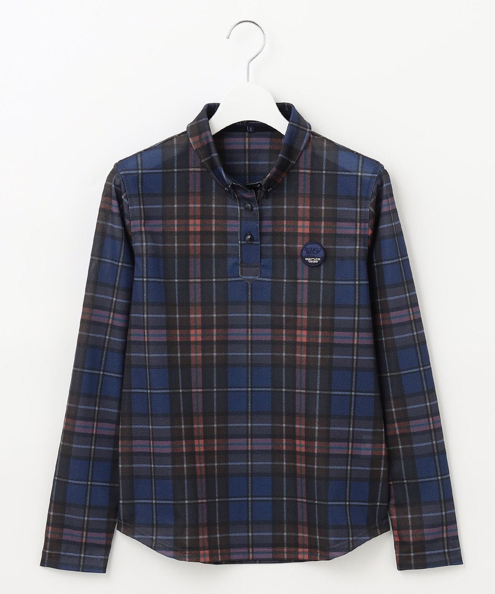 23区GOLF 【WOMEN】【日本製】チェック柄 長袖ポロシャツ 