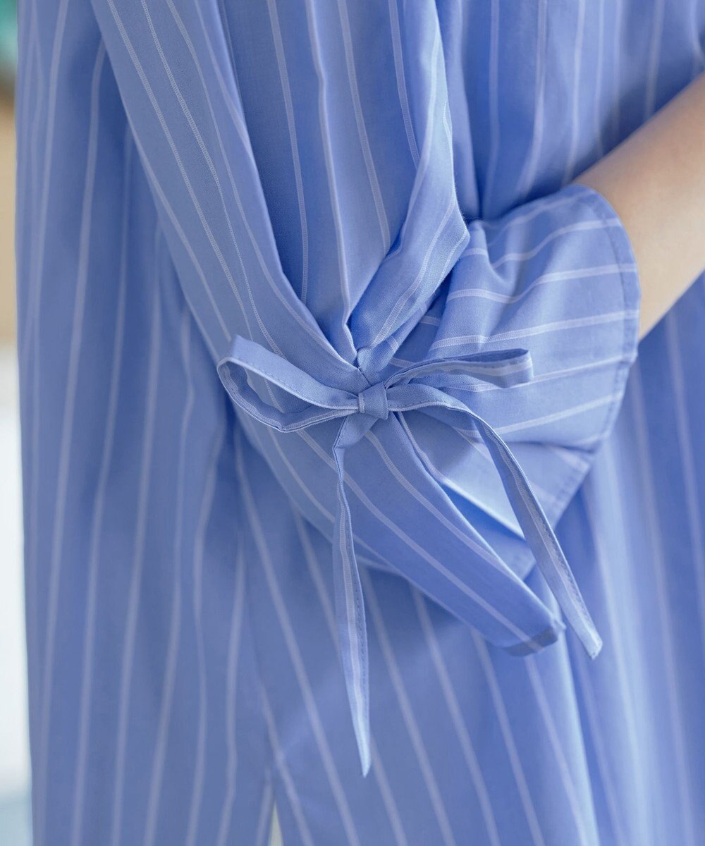 Tiaclasse L ストライプリボンレイヤードブラウス 