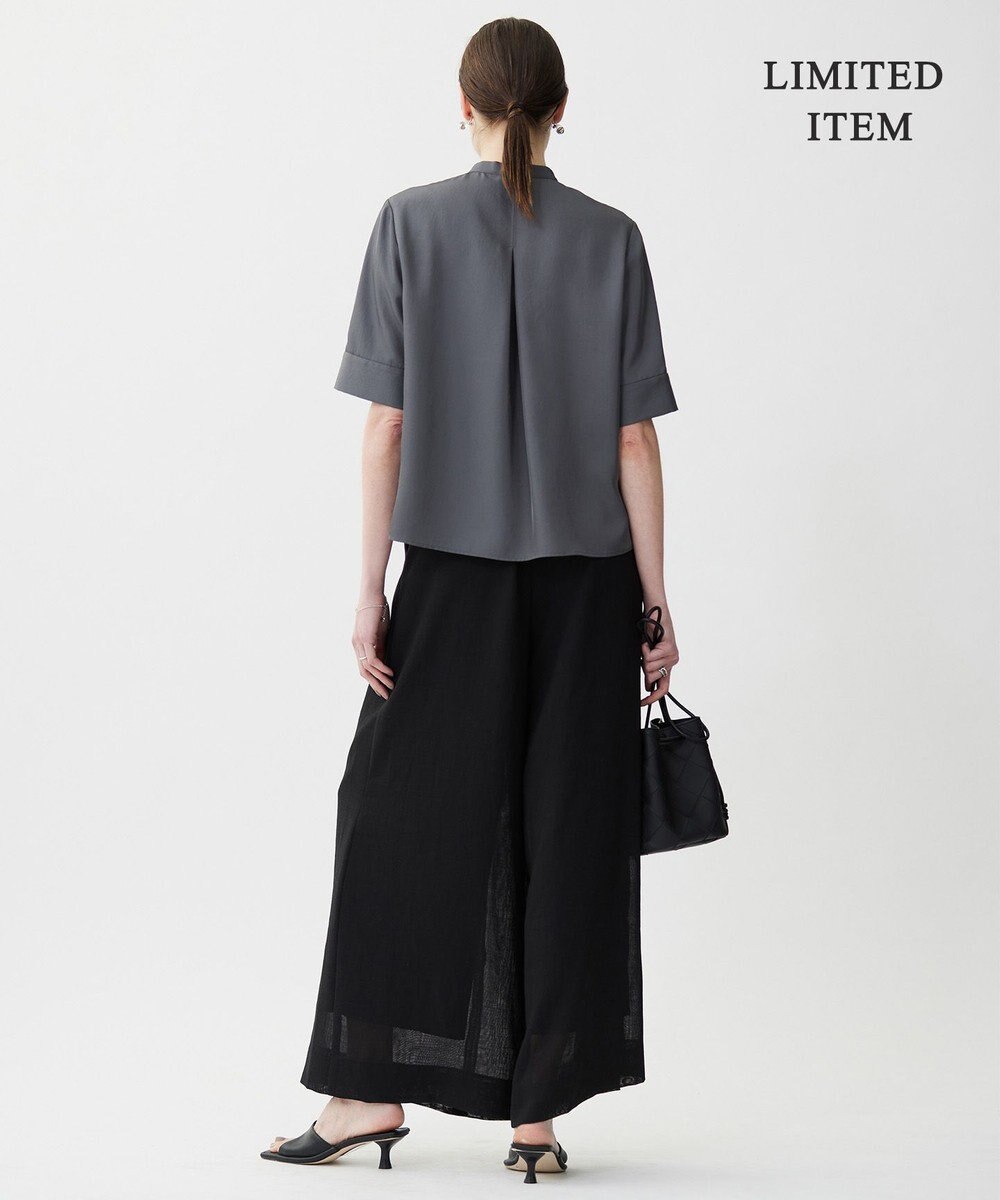 ICB L 【WEB限定・接触冷感・速乾・洗える】シルキーツイル 半袖クロップドシャツ 