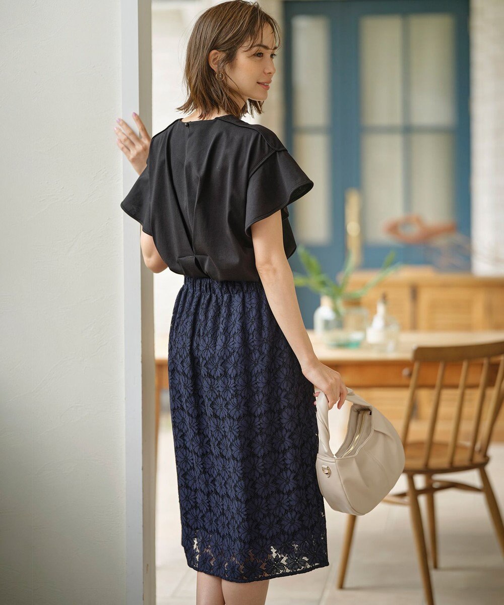 組曲 L 【UVケア・接触冷感】GIZAプレーティング天竺フリルスリーブ Tシャツ 