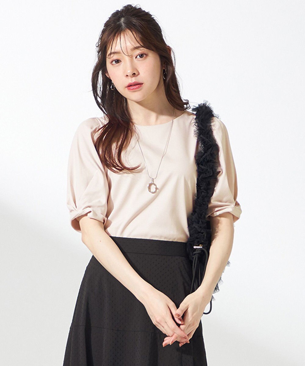 ANY SIS S 【撥水・汗ジミ防止・UVケア・洗える】スーピマスムース 袖タック Tシャツ 