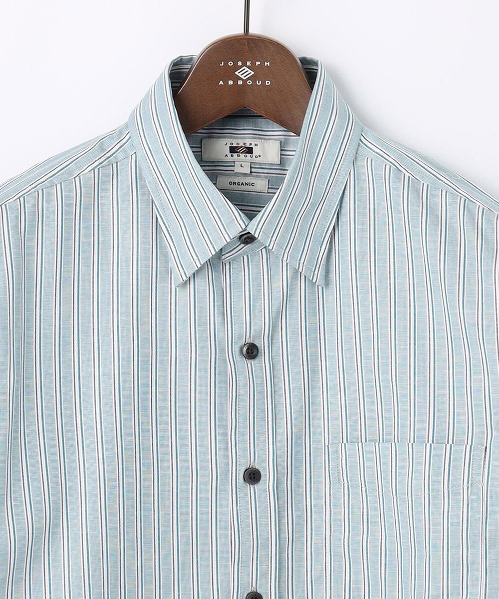 JOSEPH ABBOUD 【オーガニックコットン】JOE COTTON シャンブレーサテンストライプ シャツ 