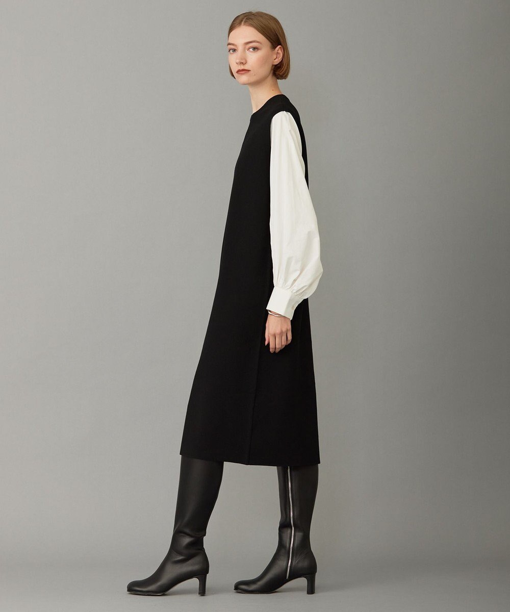 ICB 【洗える】クロスコンビ シャツドッキング ニットワンピース 