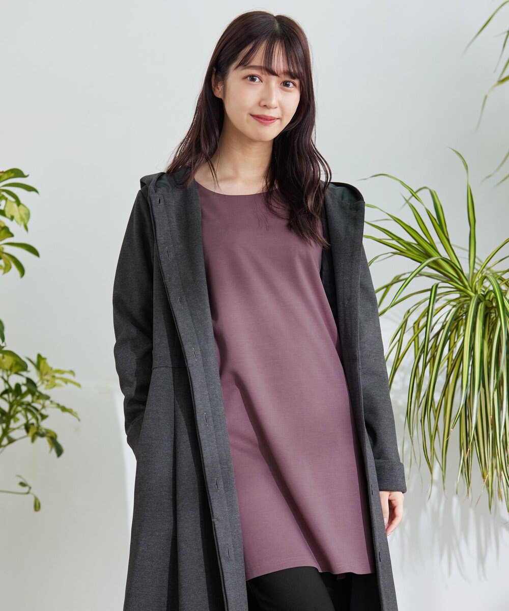 Tiaclasse ウール調フレアフードコート 