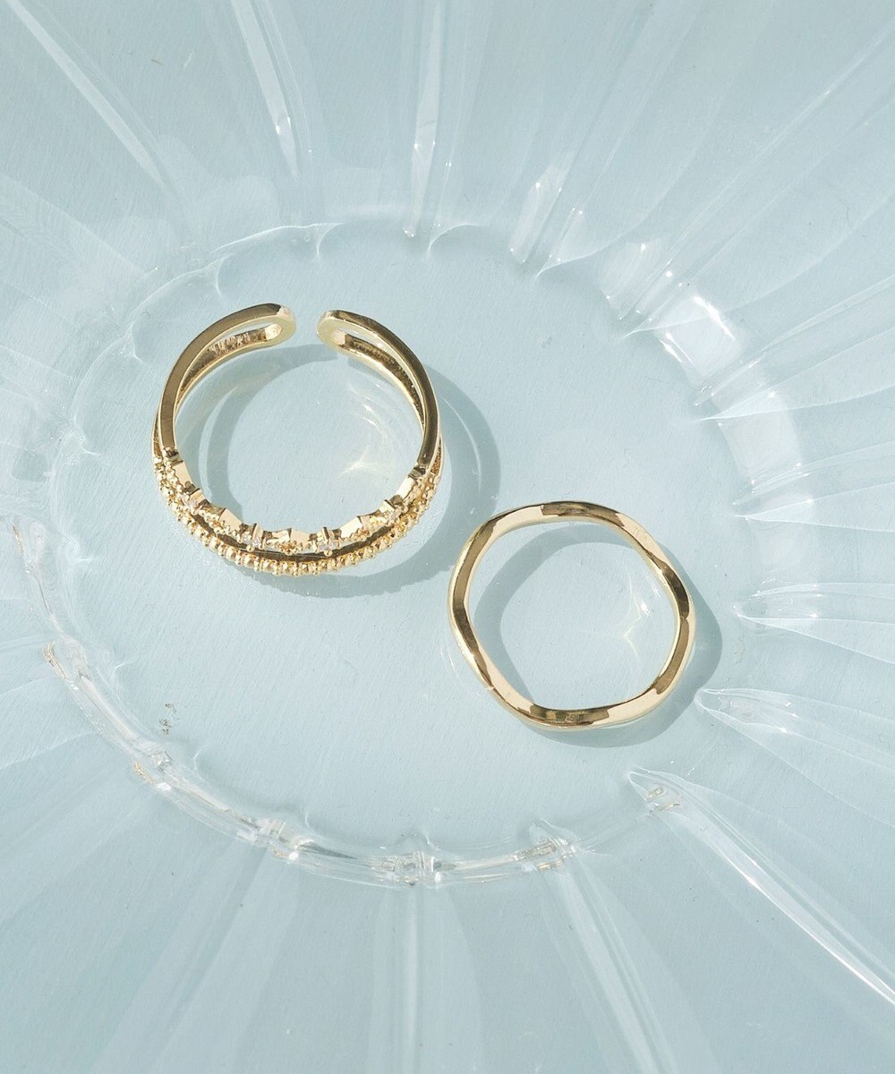 Phoebe フェミニンプレイスドビジューセットリング　ゴールド 