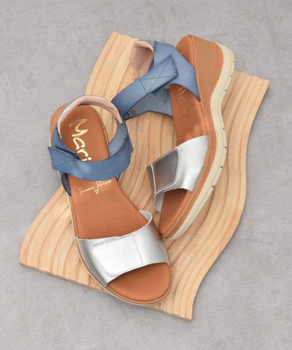INTER-CHAUSSURES 【Marila】異素材コンビウエッジサンダル 