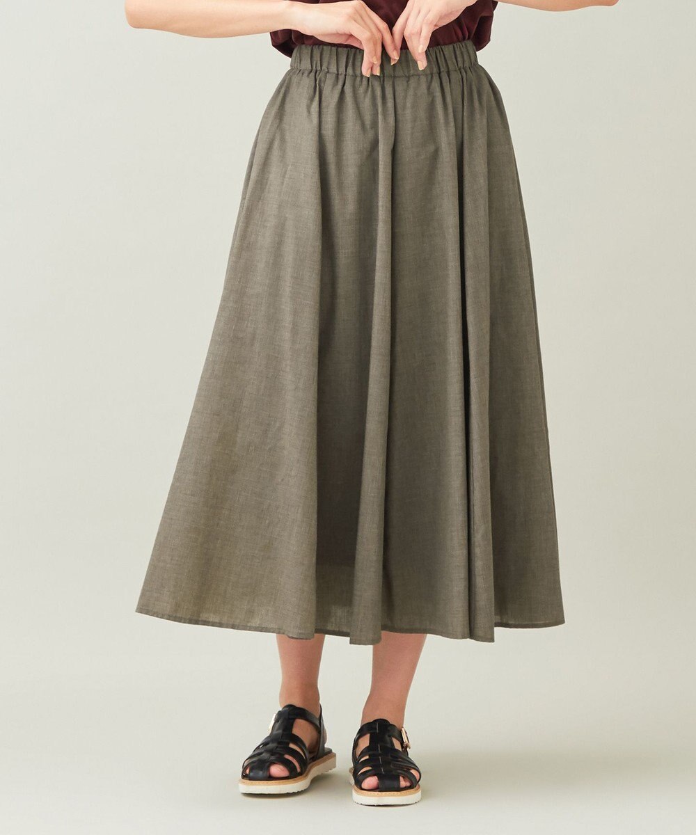 ANY 【ウエストゴム】シャンブレーライク スカート 