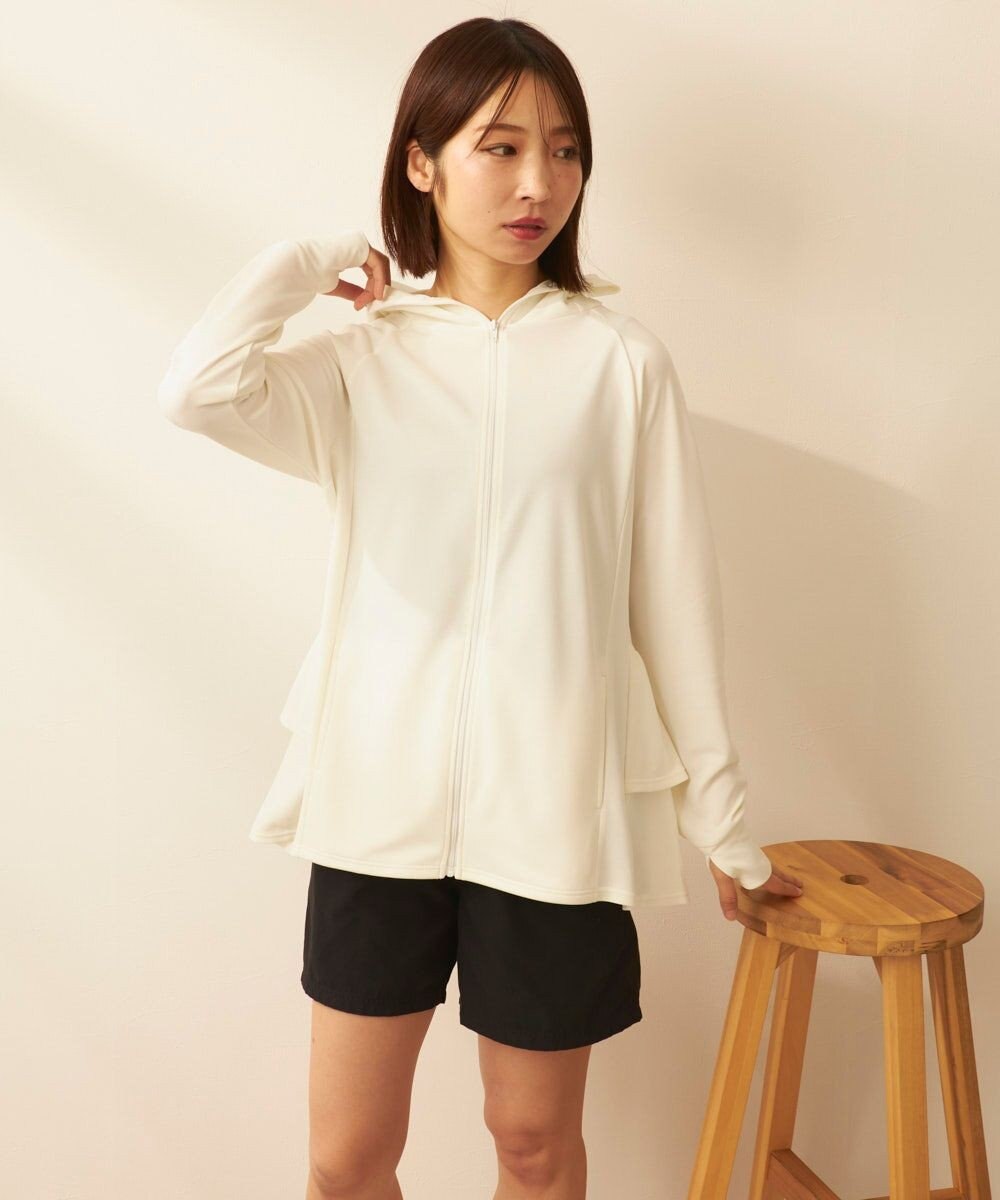 OP／FILA 【ocean pacific】フェイスガード付き バックフリル ラッシュガードパーカー 