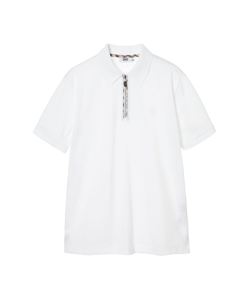 DAKS フロントジップ ハウスチェックパイピング ポロシャツ 