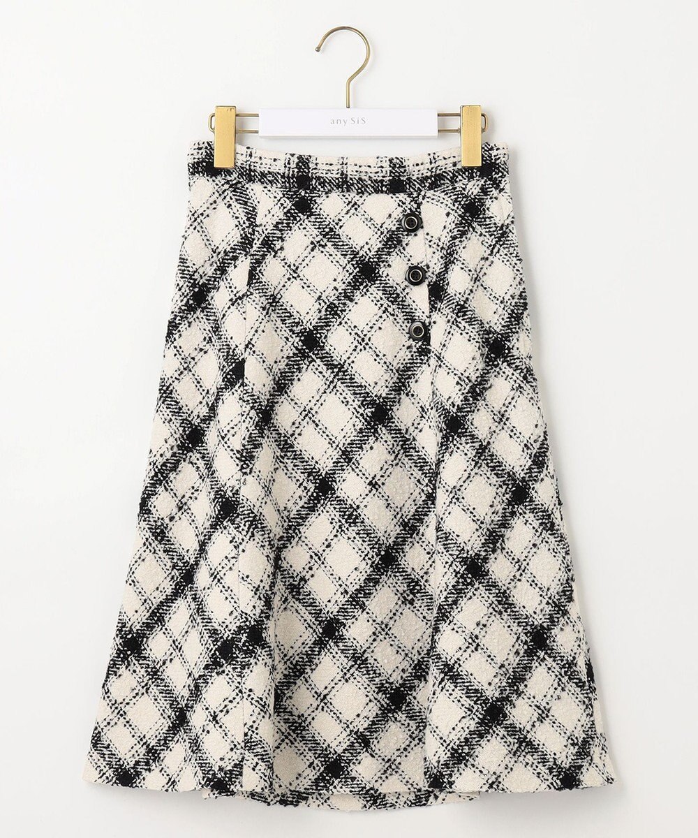 ANY SIS S 【低身長企画】ツイードチェックフレア スカート 