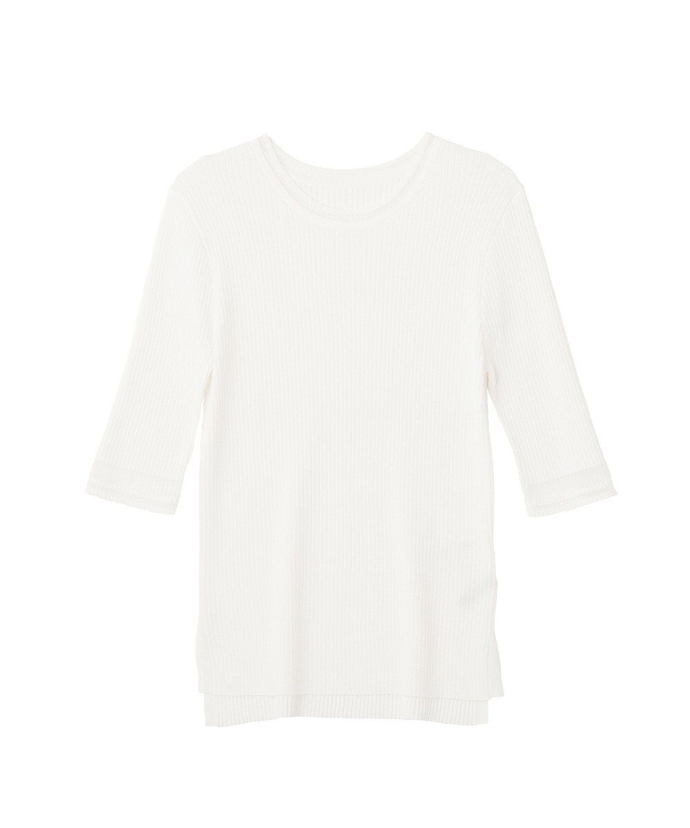 YECCA VECCA シアーMIX5分袖ニット 