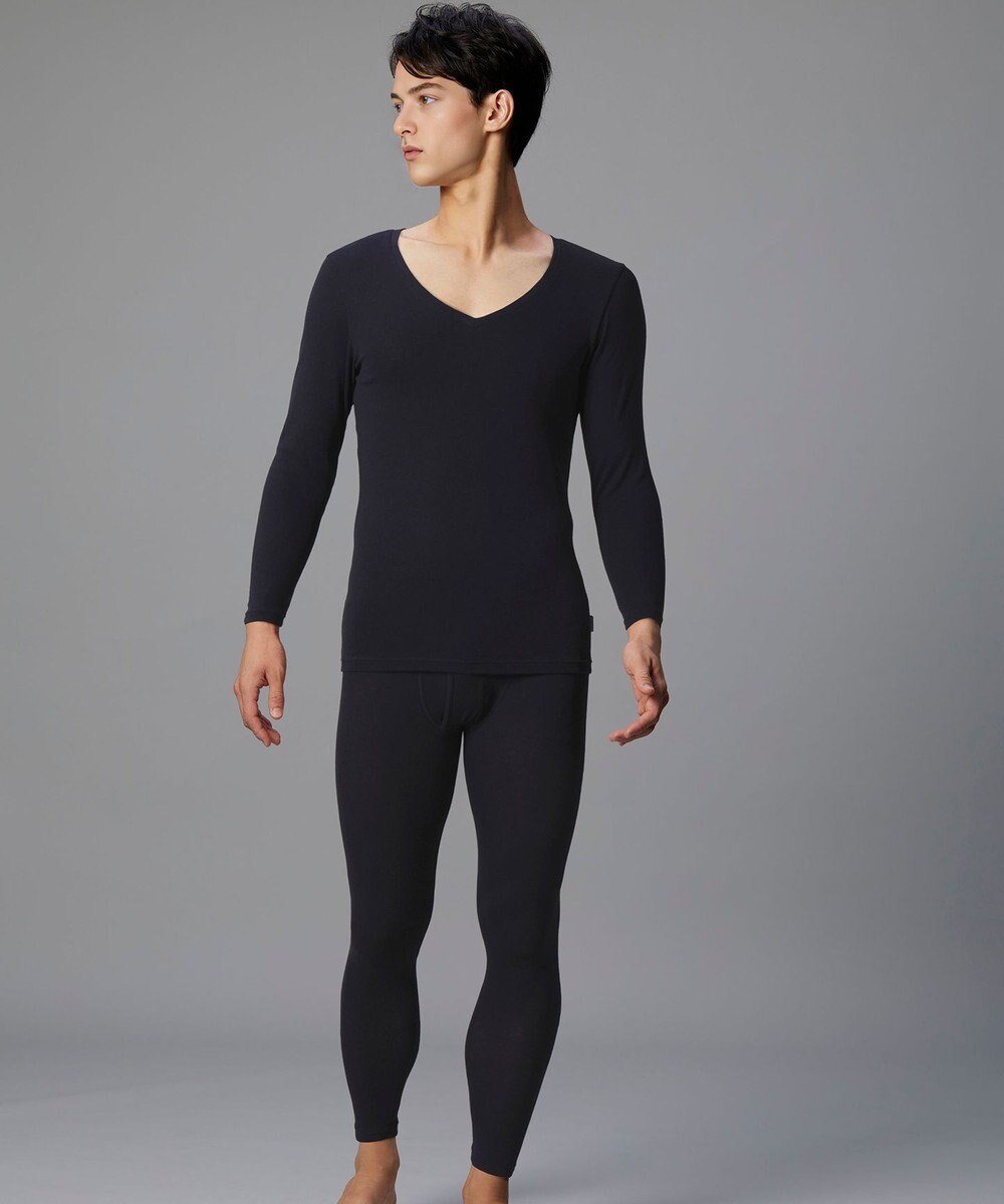 WACOAL MEN 綿混インナー Vネック ８分袖 しっかりあたたかい 保温性 肌側起毛 ストレッチ素材 逆三シルエット設計 メンズ GL5021 /ブロス 