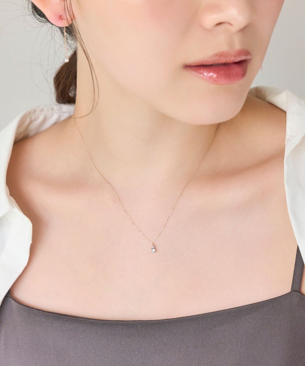 Phoebe 【K10】ジュエルラックネックレス　アクアマリン/3月誕生石/天然石/全長:40cm 