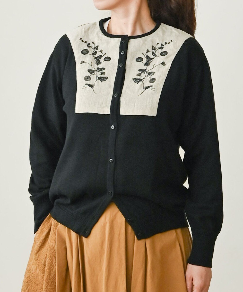 muuc 〈高品質スーピマ超長綿100%〉ヒルガオ刺繍 コットンカーディガン 