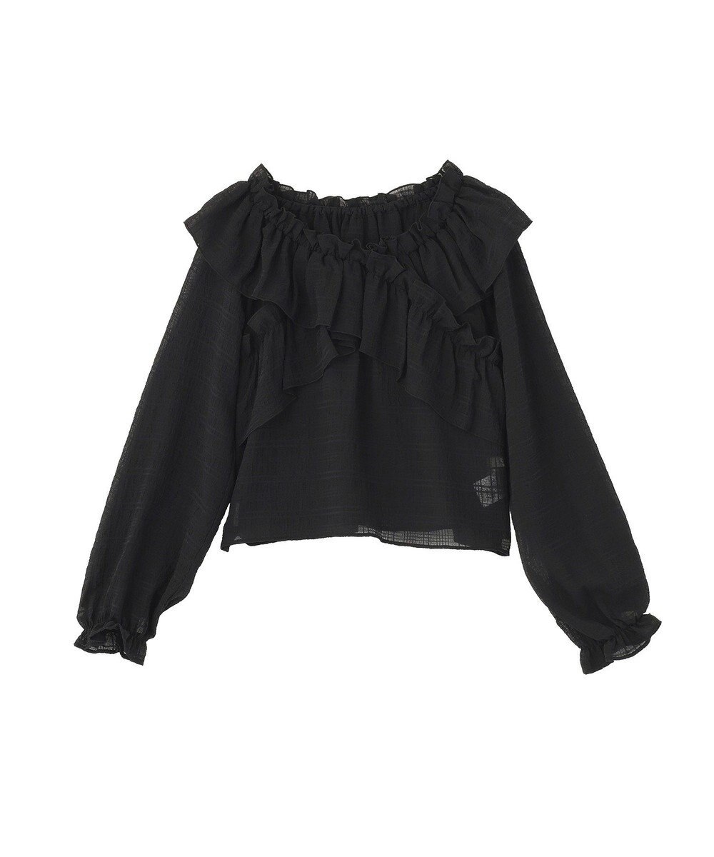 earth music&ecology シアーチェック2wayオフショルブラウス 