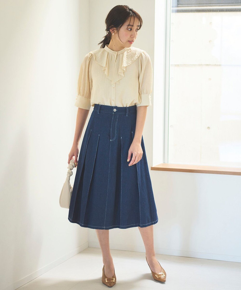 Feroux 【洗える】プリーツデニム スカート 