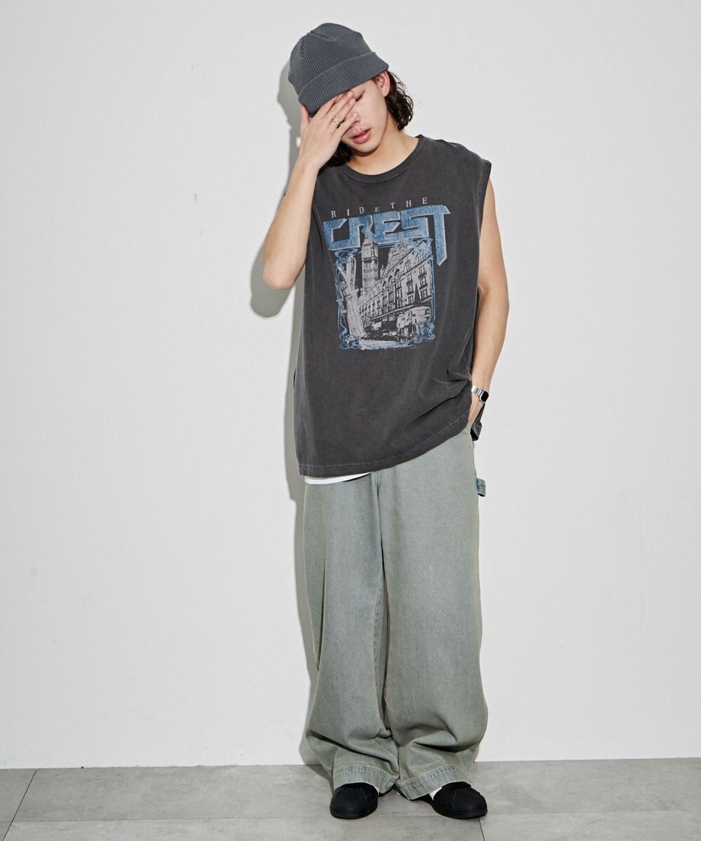 WEGO 【ユニセックス着用アイテム/手洗い可】ピグメントグラフィックノースリーブ 