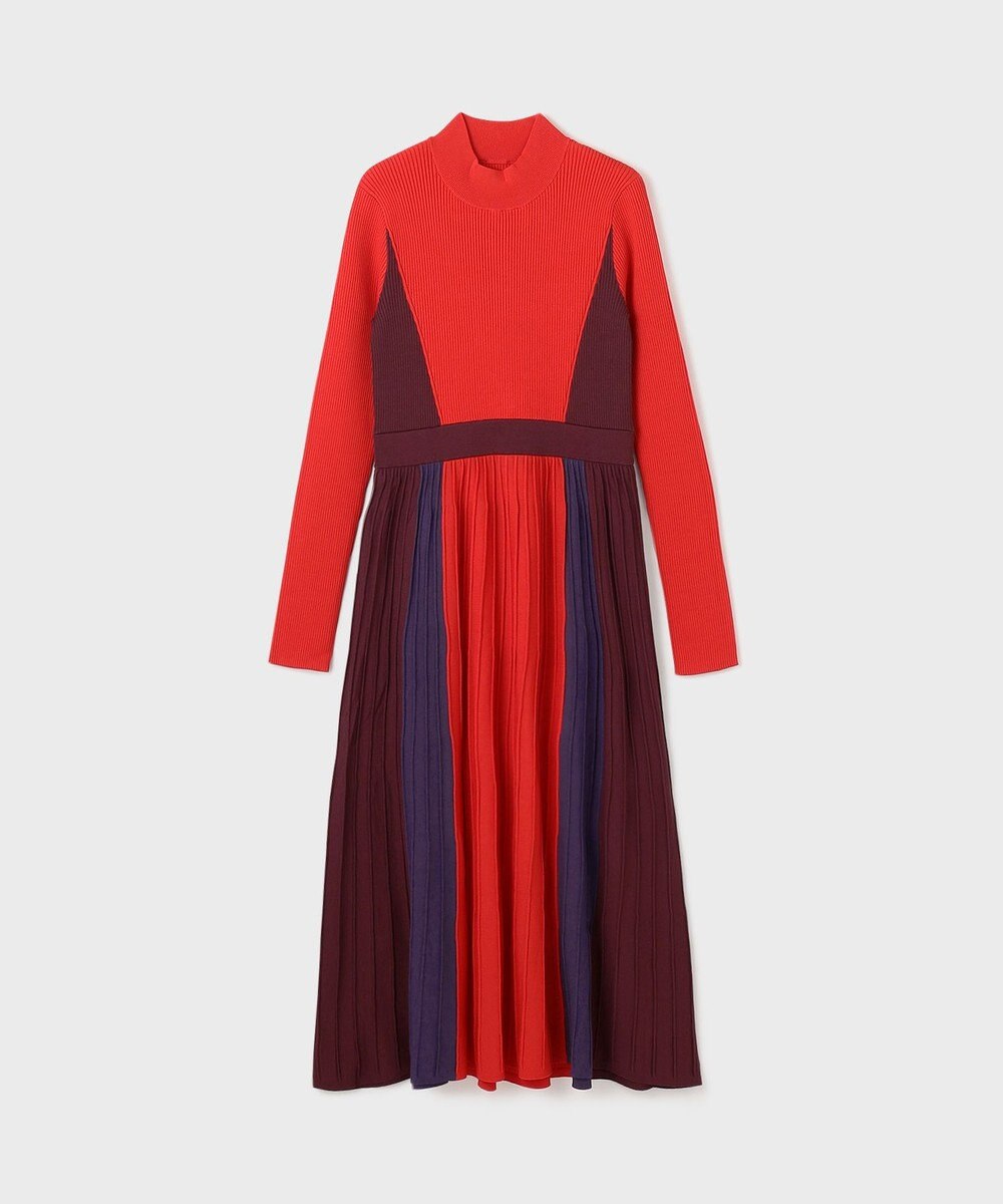 GRACE CONTINENTAL バイカラーフレアニットワンピース 