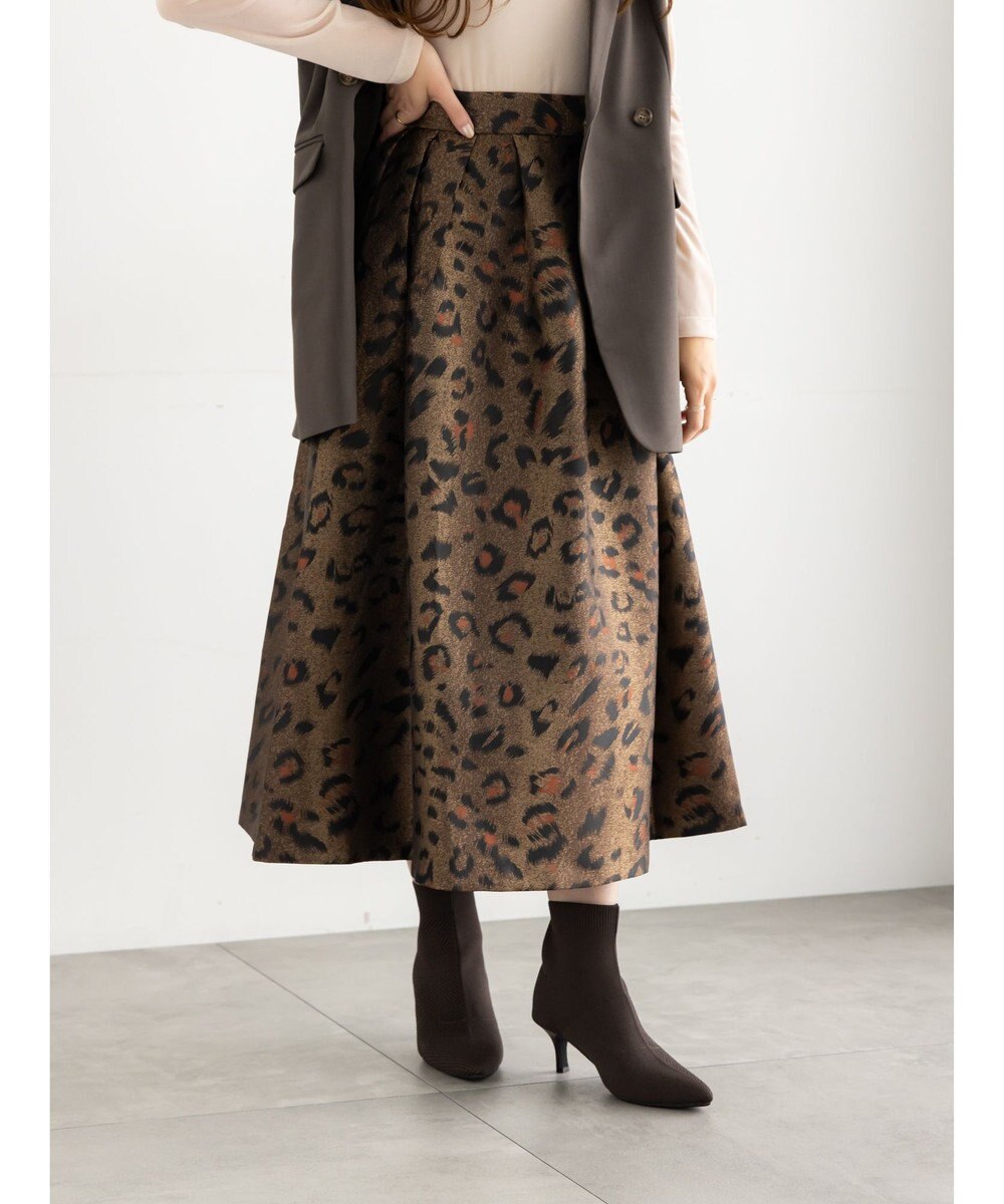 Te chichi レオパードジャガードフレアスカート《2025Autumn catalog vol.2 item》 
