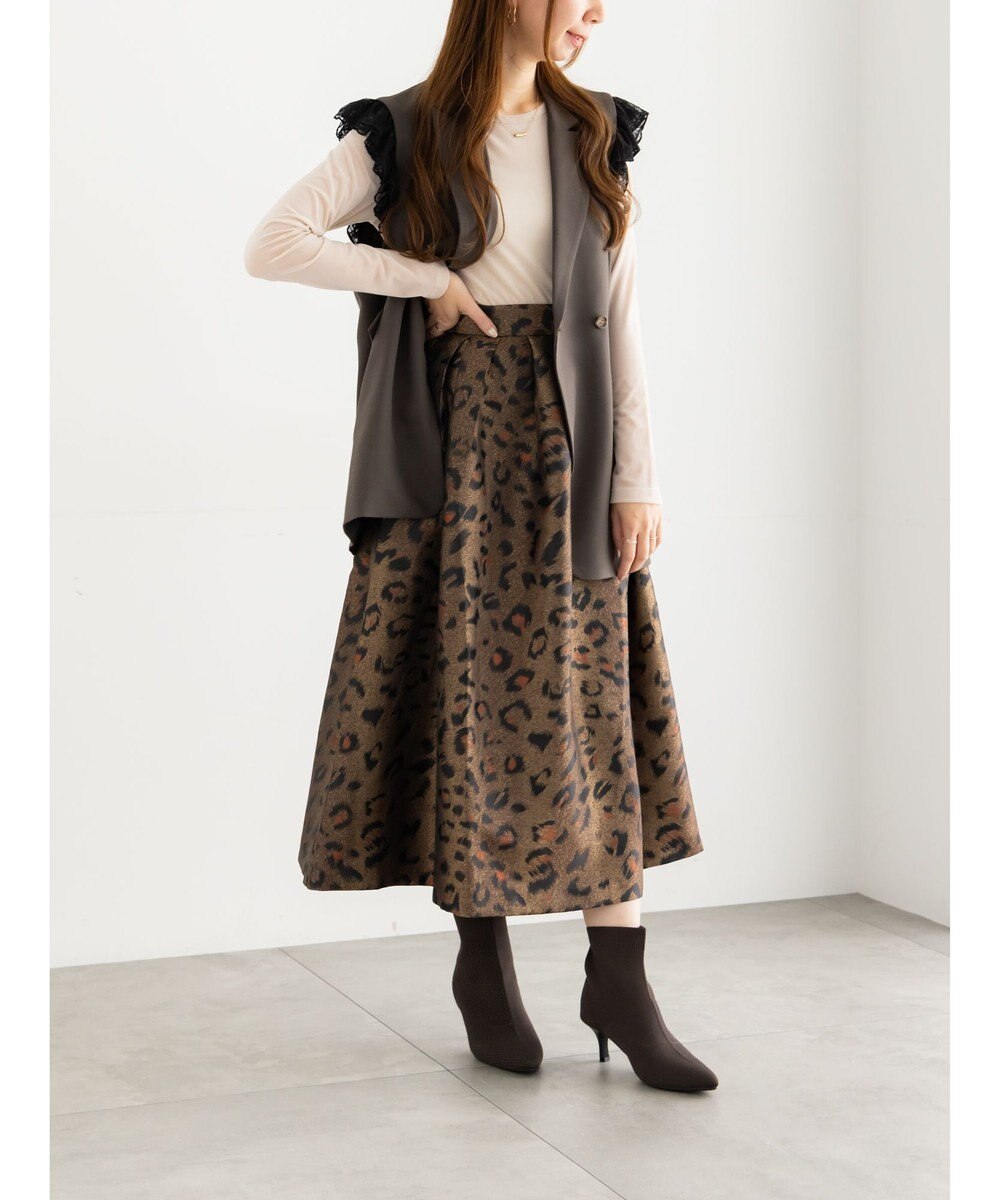 Te chichi レオパードジャガードフレアスカート《2025Autumn catalog vol.2 item》 