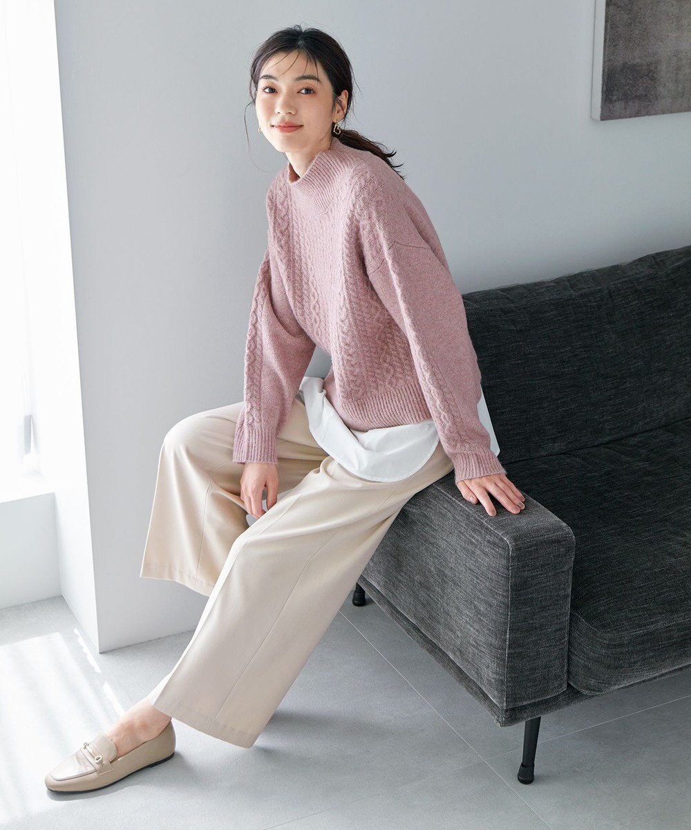 ANY 【洗濯機可能】シャツコンビケーブルニット 