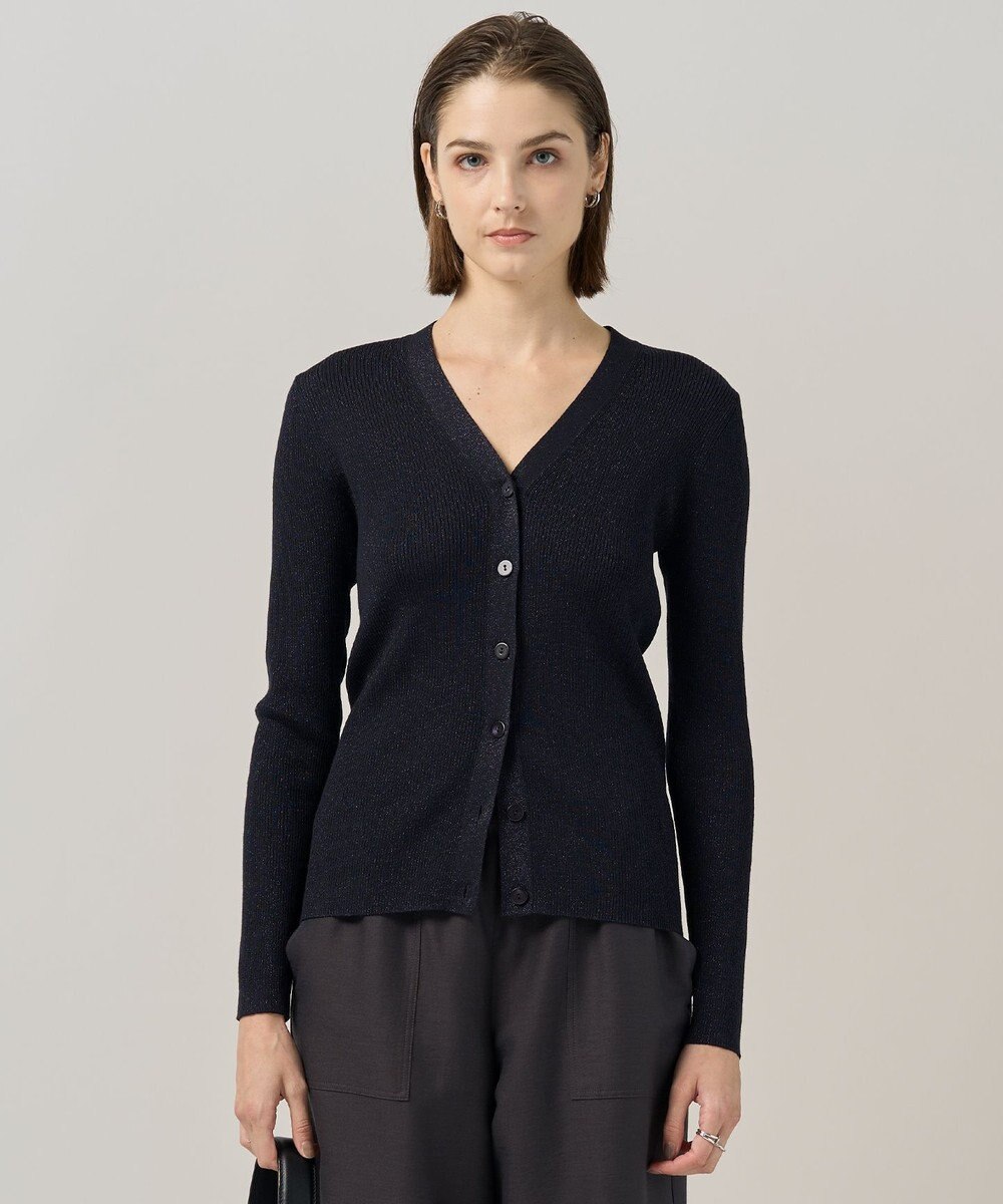 ICB L 【洗える】 エクストラファインメリノリブ Vネックカーディガン 