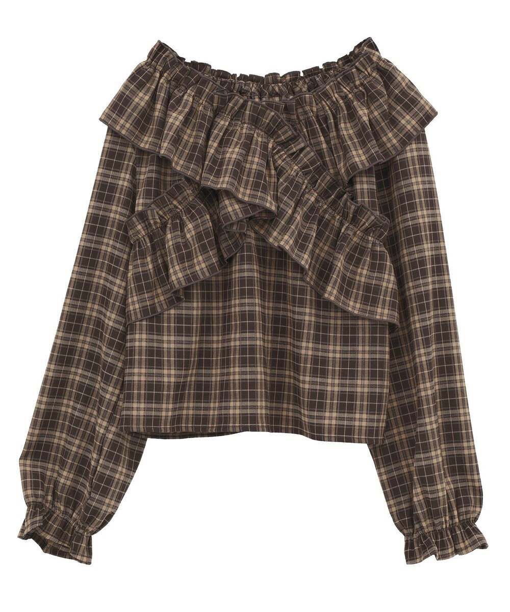 earth music&ecology フリルオフショルブラウス 