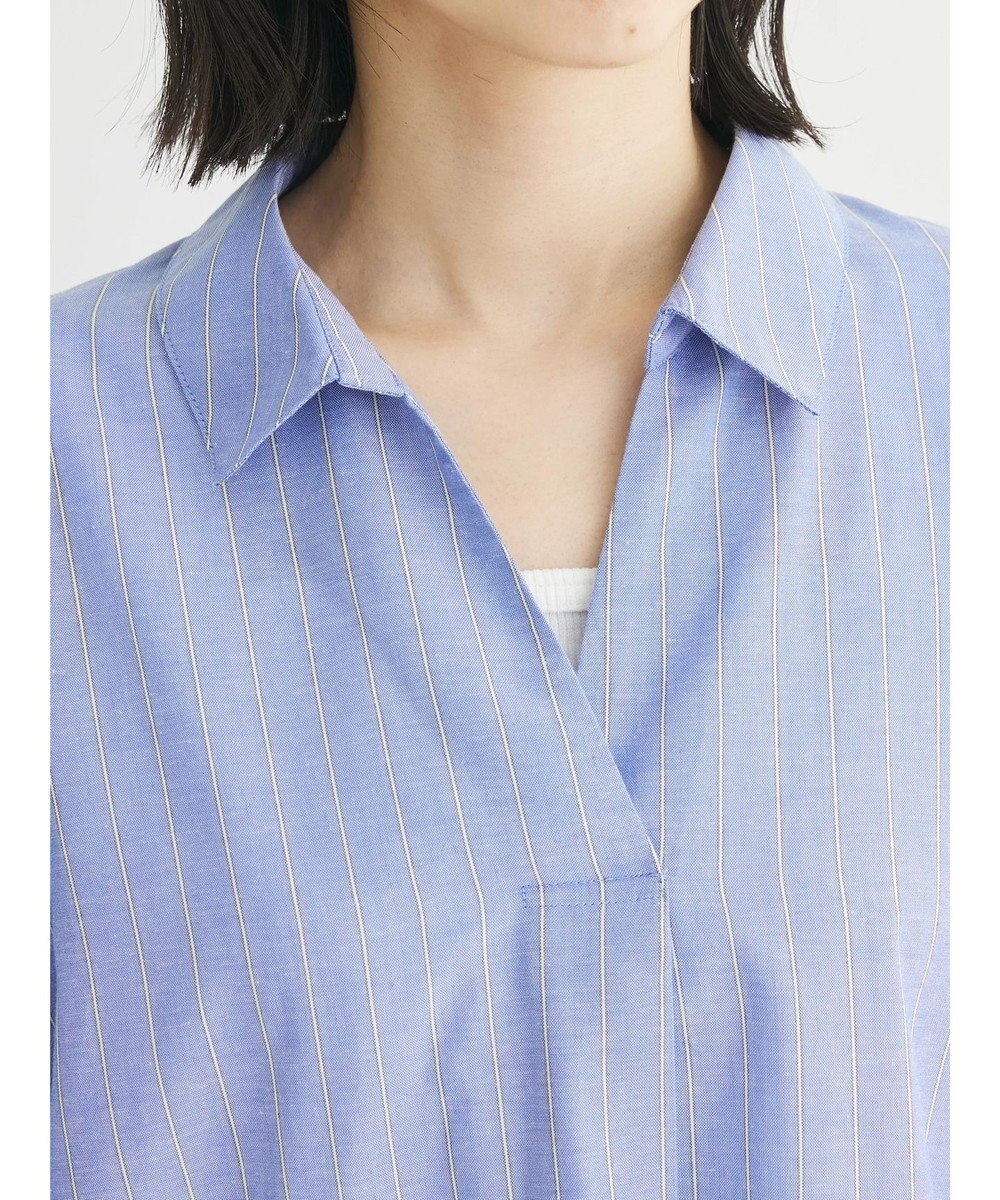 Green Parks 綿麻混スキッパーシャツ 