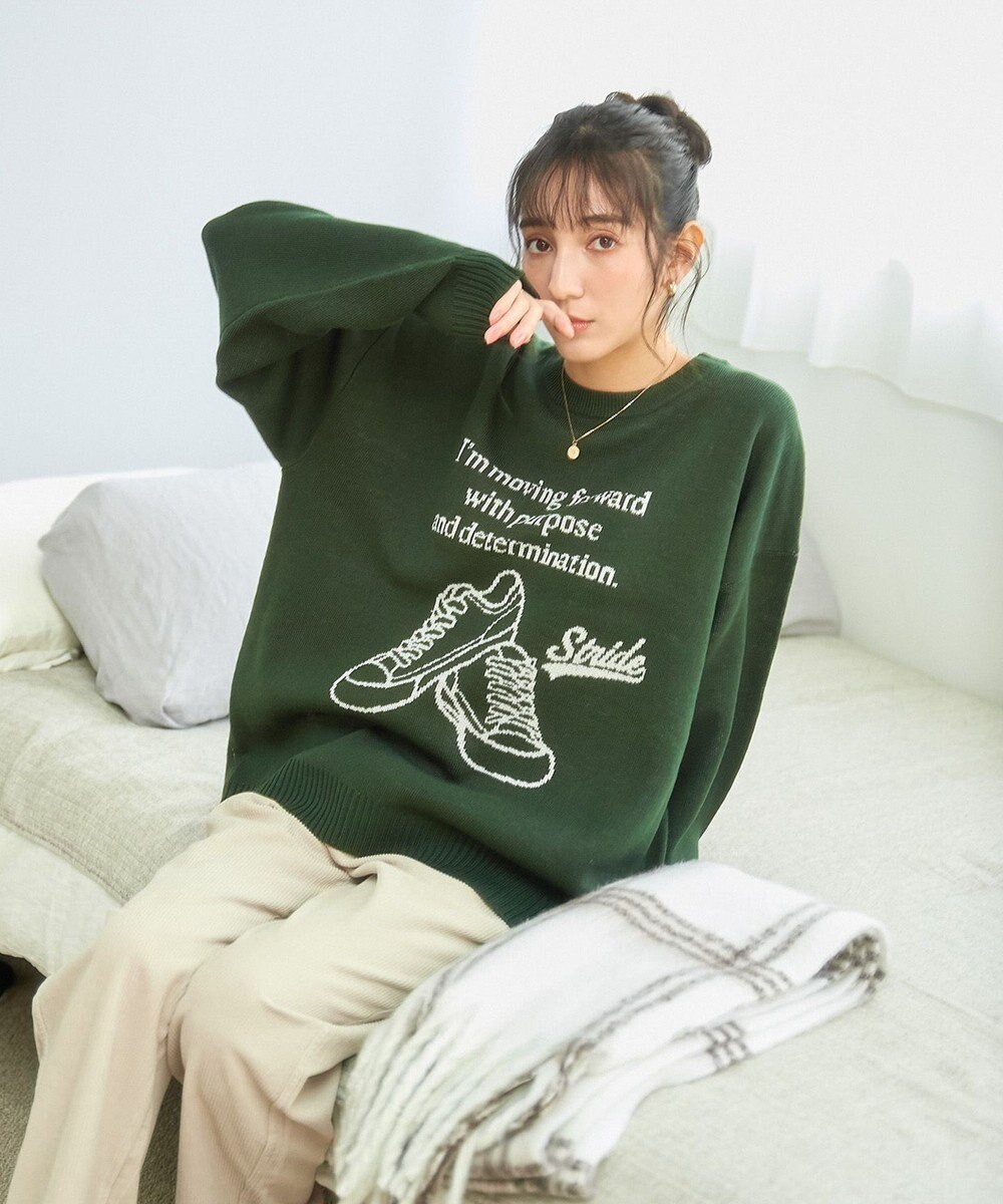 WEGO 【新色追加/ユニセックス着用ITEM/SMLサイズ展開】ジャガードグラフィックプルオーバー（LS） 