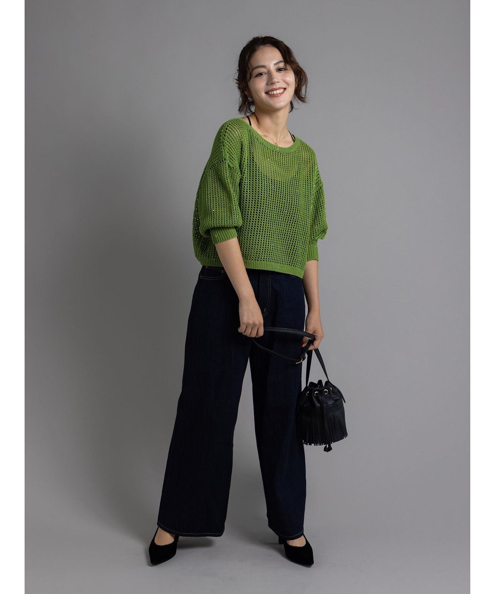 Te chichi スパンコールメッシュハーフスリーブニット《2025Autumn catalog item》 