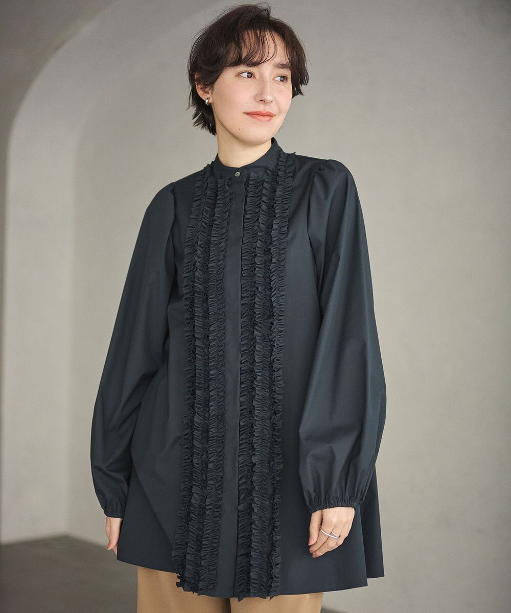 #Newans 【シワになりにくい/洗濯機可能】ロングフリルチュニック 